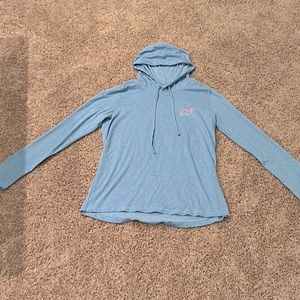 Light blue hooded long sleeve Vineyard Vines shirt